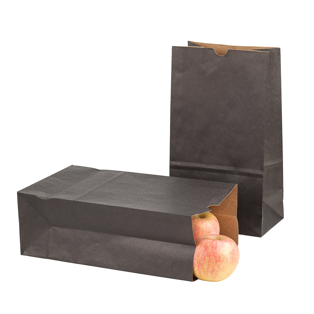 Bag Tek Black Paper Bag - 12 lb - 7" x 4 1/4" x 12 1/2" - 100 count box