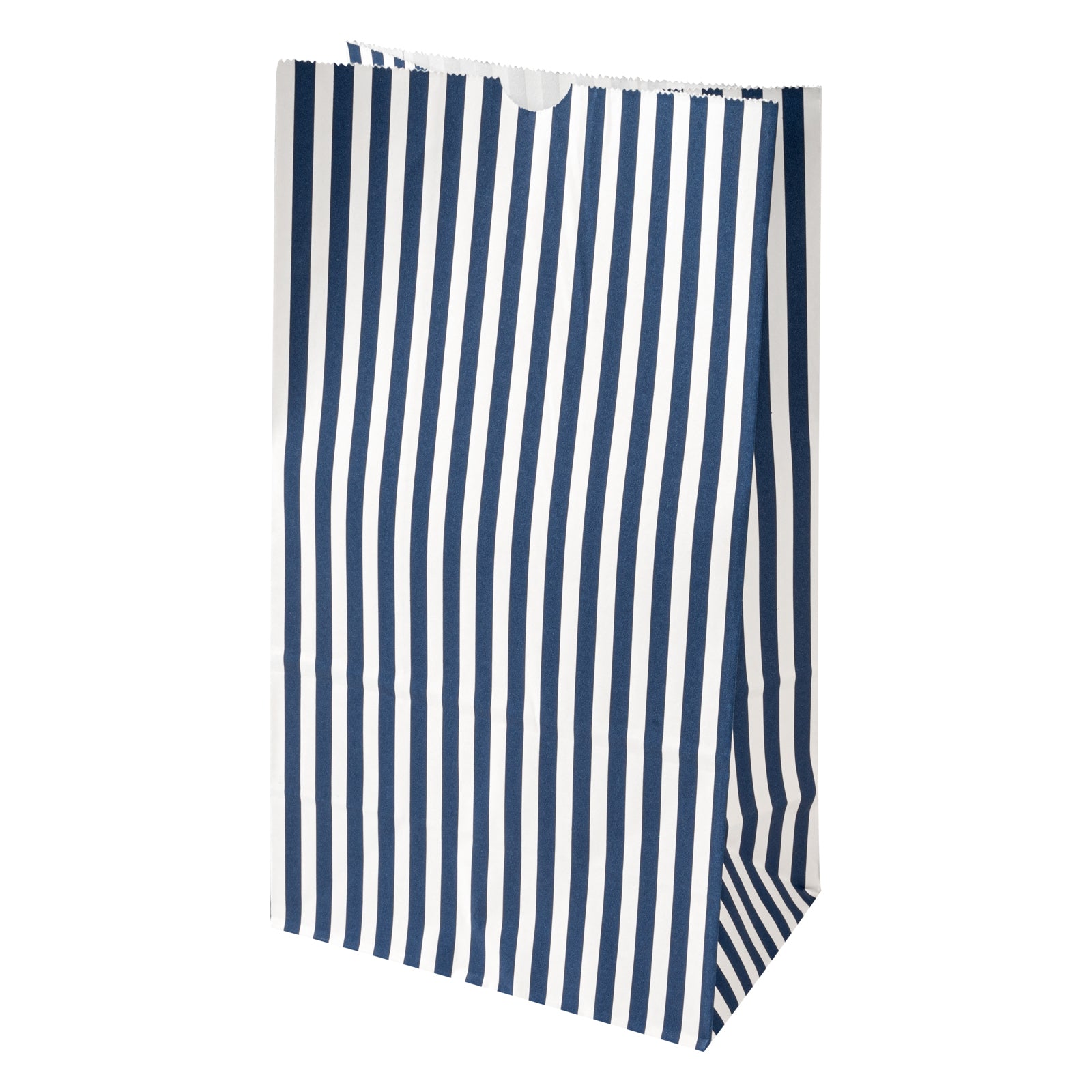 Bag Tek Blue and White Stripe Paper Bag - 12 lb - 7" x 4 1/4" x 12 1/2" - 100 count box