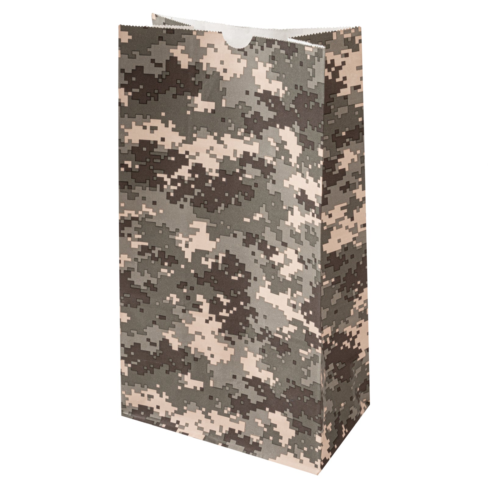 Bag Tek Camouflage Paper Bag - 12 lb - 7" x 4 1/4" x 12 1/2" - 100 count box