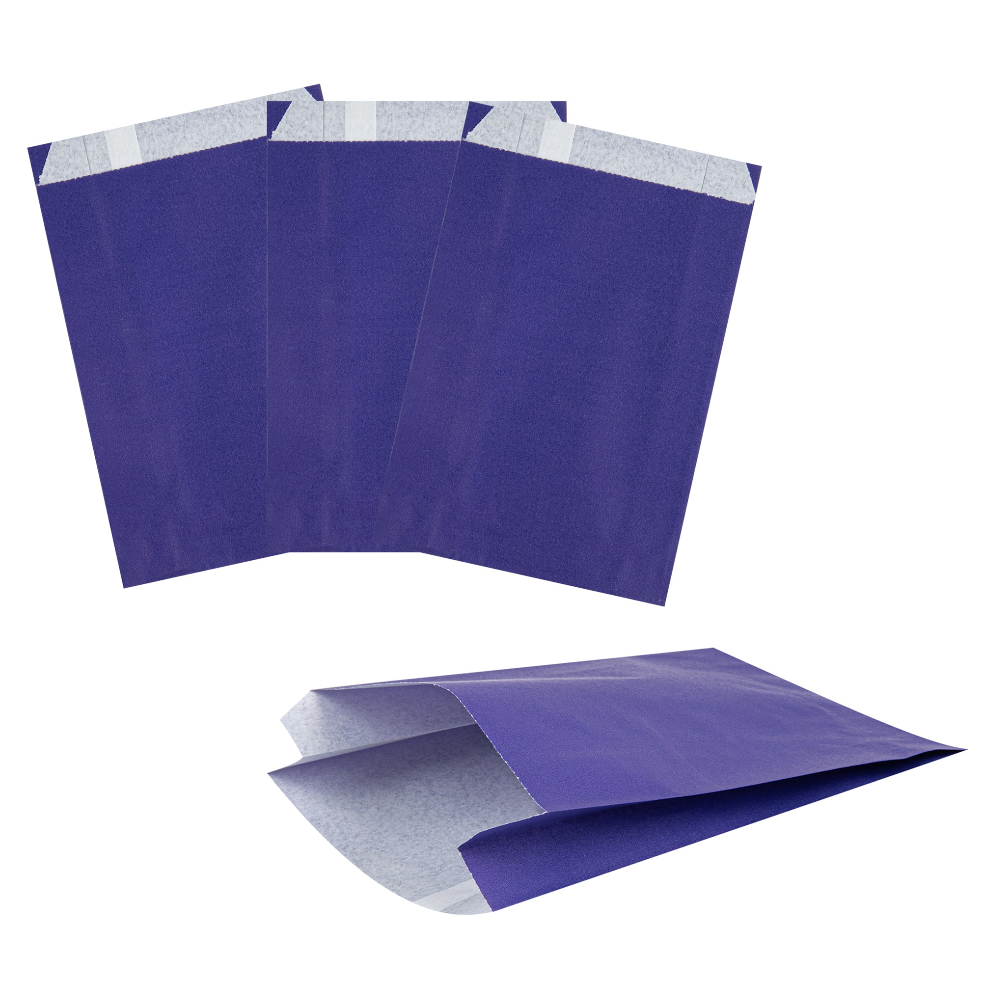 Bag Tek Purple Paper French Fry / Snack Bag - 4 1/4" x 1 1/2" x 6 1/4" - 100 count box