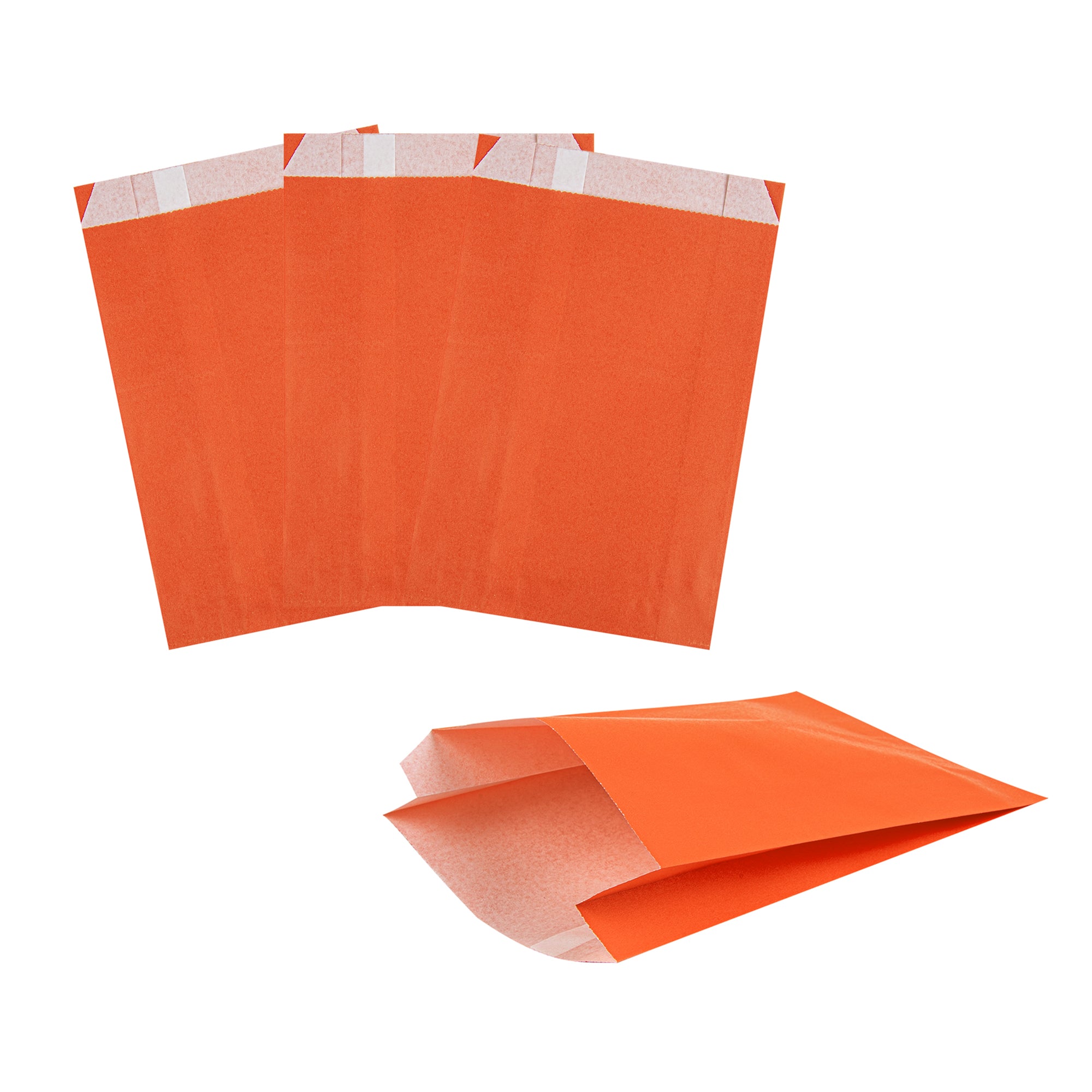 Bag Tek Tangerine Orange Paper French Fry / Snack Bag - 4 1/4" x 1 1/2" x 6 1/4" - 100 count box