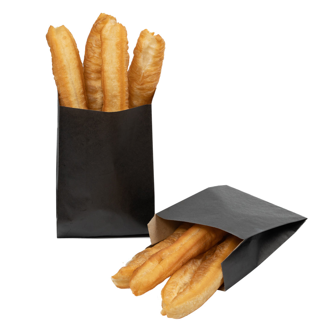 Bag Tek Black Paper French Fry / Snack Bag - 5" x 3" x 8 3/4" - 100 count box