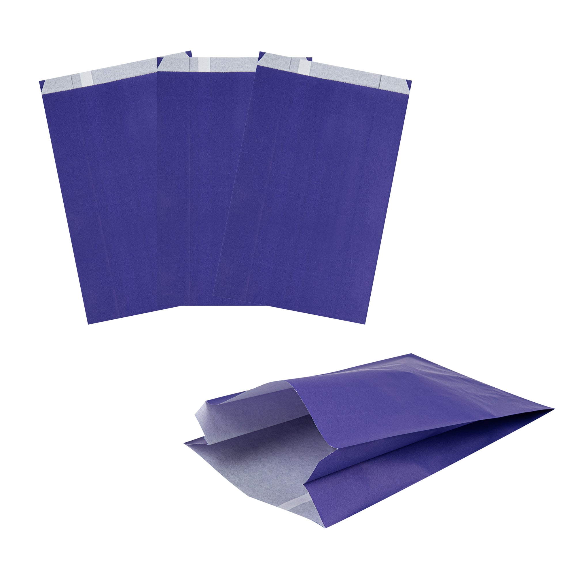 Bag Tek Purple Paper French Fry / Snack Bag - 7" x 3" x 11" - 100 count box