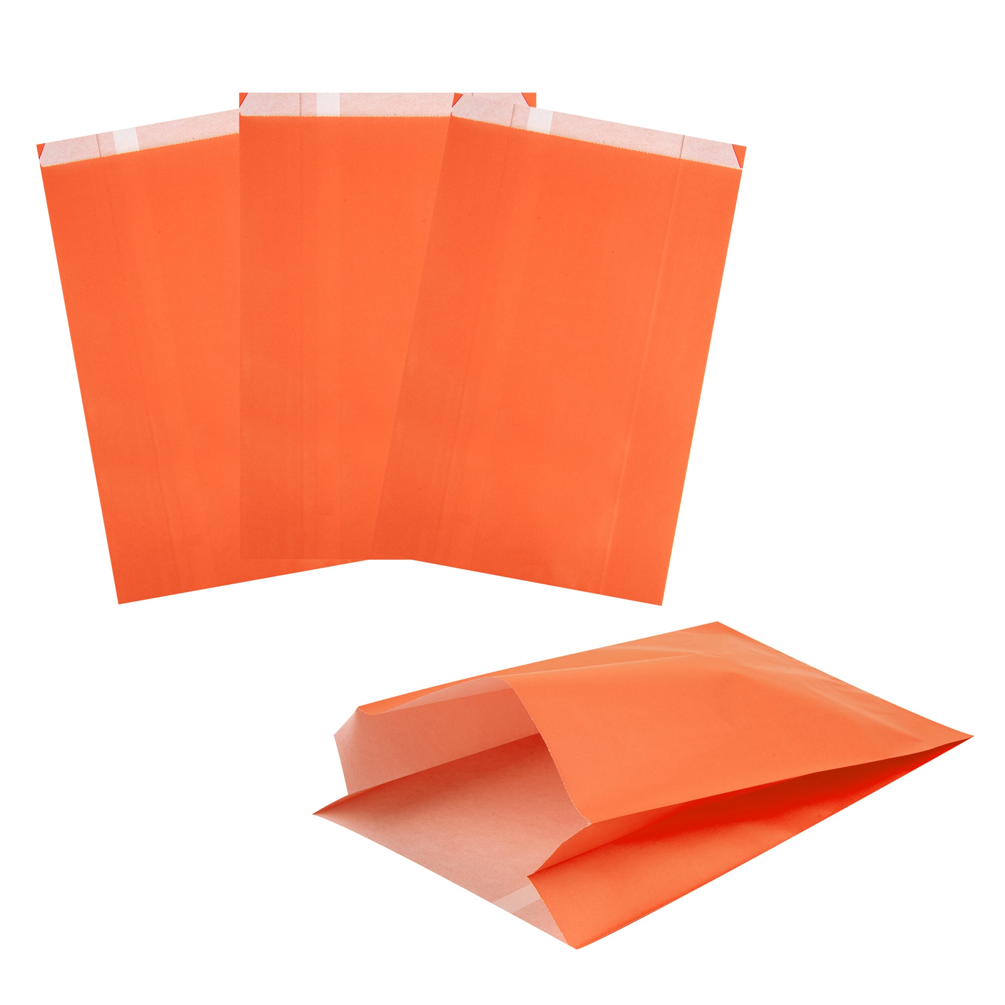 Bag Tek Tangerine Orange Paper French Fry / Snack Bag - 7" x 3" x 11" - 100 count box