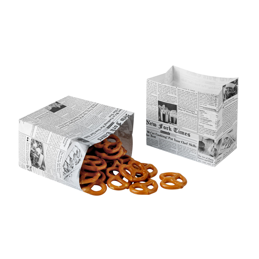 Bag Tek Newsprint Paper Small Snack Bag - 4" x 2 1/4" x 3 3/4" - 100 count box