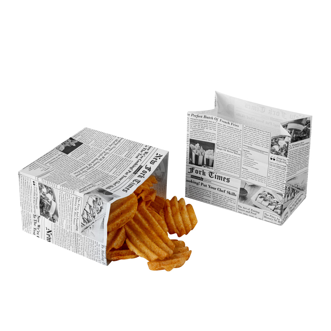 Bag Tek Newsprint Paper Large Snack Bag - 4 1/4" x 2 1/2" x 3 3/4" - 100 count box