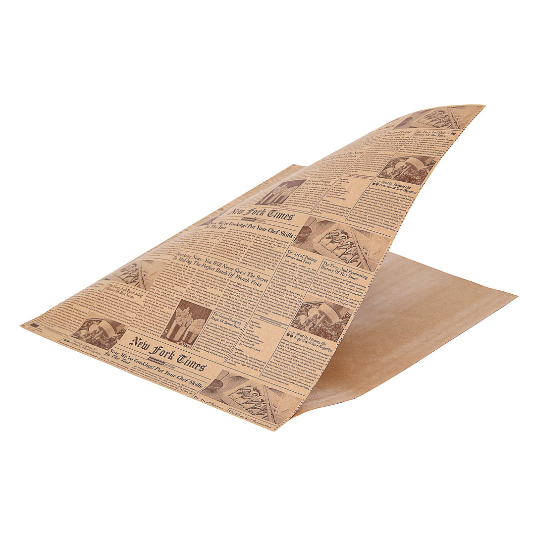 Bag Tek Newsprint Paper Large Double Open Bag - Greaseproof - 10" x 9" - 100 count box