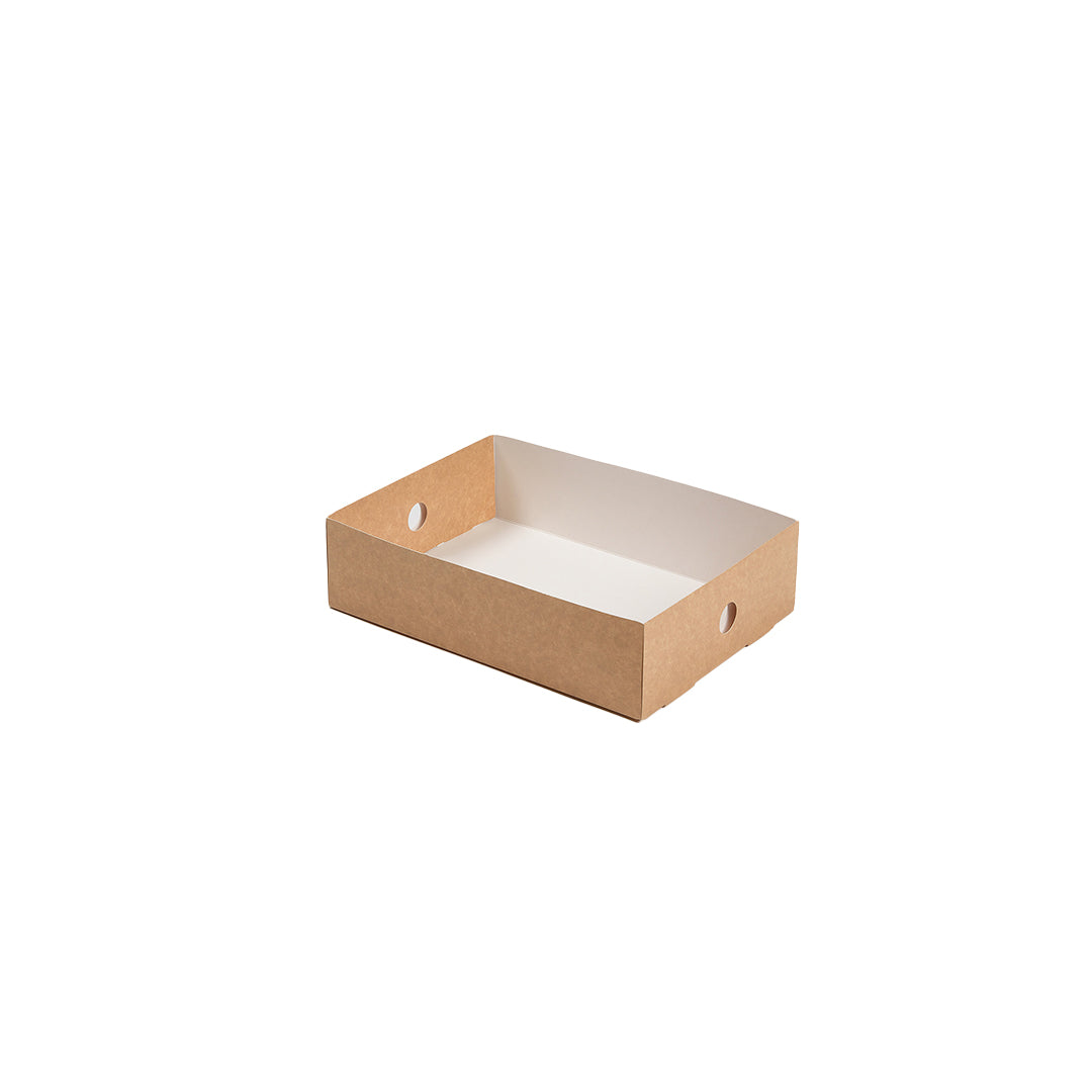 Slide Tek Rectangle Kraft Paper Medium Insert - Fits Catering Tray - 12" x 8 3/4" x 3 1/4" - 10 count box