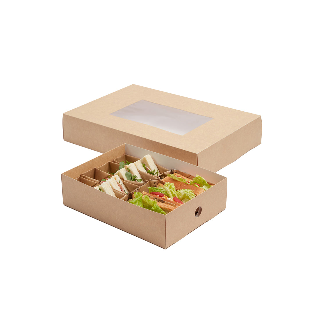 Slide Tek Rectangle Kraft Paper Medium Insert - Fits Catering Tray - 12" x 8 3/4" x 3 1/4" - 10 count box