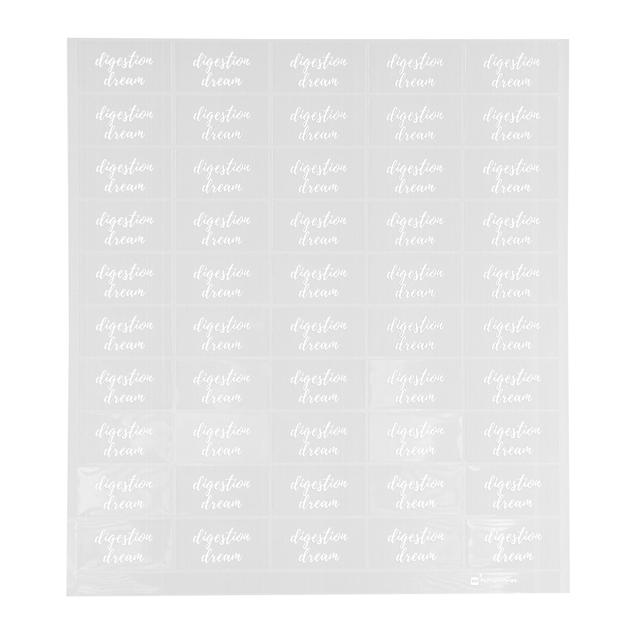 Label Tek Plastic Digestion Dream Label - Clear with White Font, Water-Resistant - 2" x 1" - 100 count box