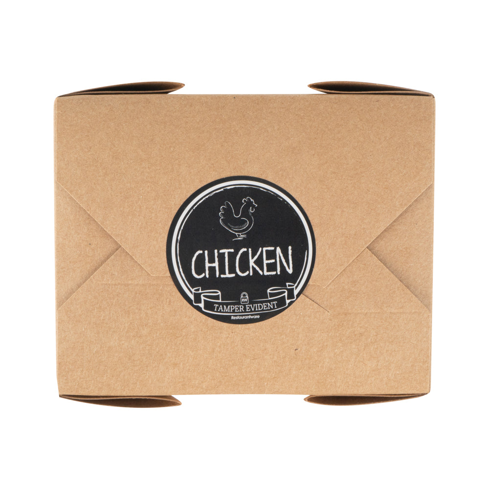 Label Tek Plastic Chicken Label - Black with White Font, Tamper-Evident - 2" x 2" - 500 count box