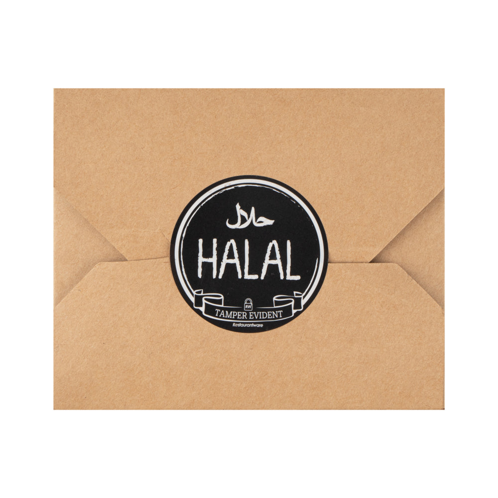 Label Tek Plastic Halal Label - Black with White Font, Tamper-Evident - 2" x 2" - 500 count box