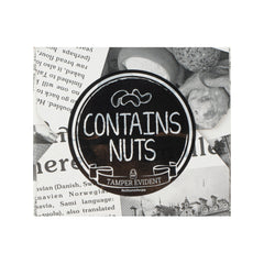 Label Tek Plastic Contains Nuts Label - Black with White Font, Tamper-Evident - 2