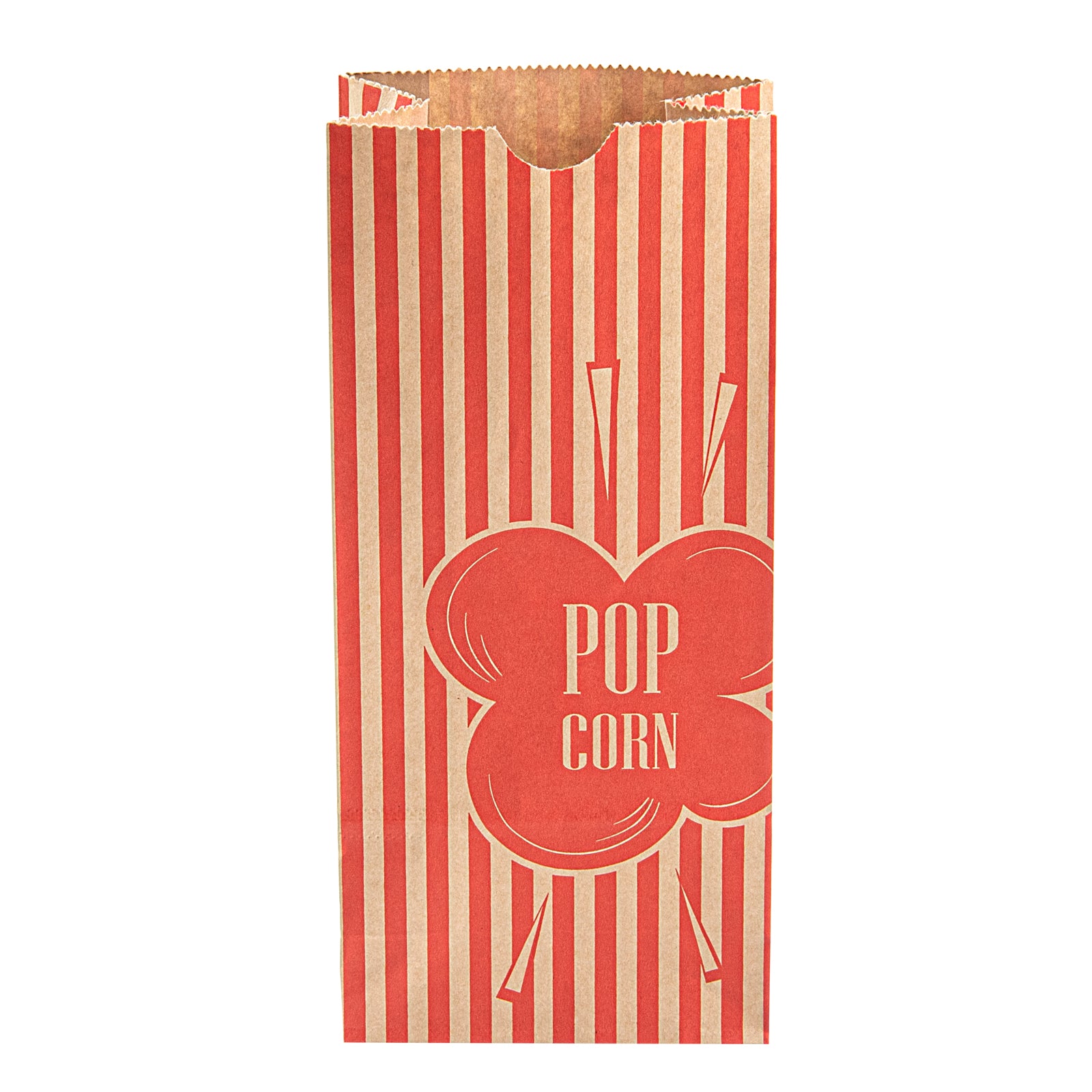 Bag Tek 2 oz Red and Kraft Paper Popcorn Bag - 5 1/4" x 3" x 10" - 100 count box