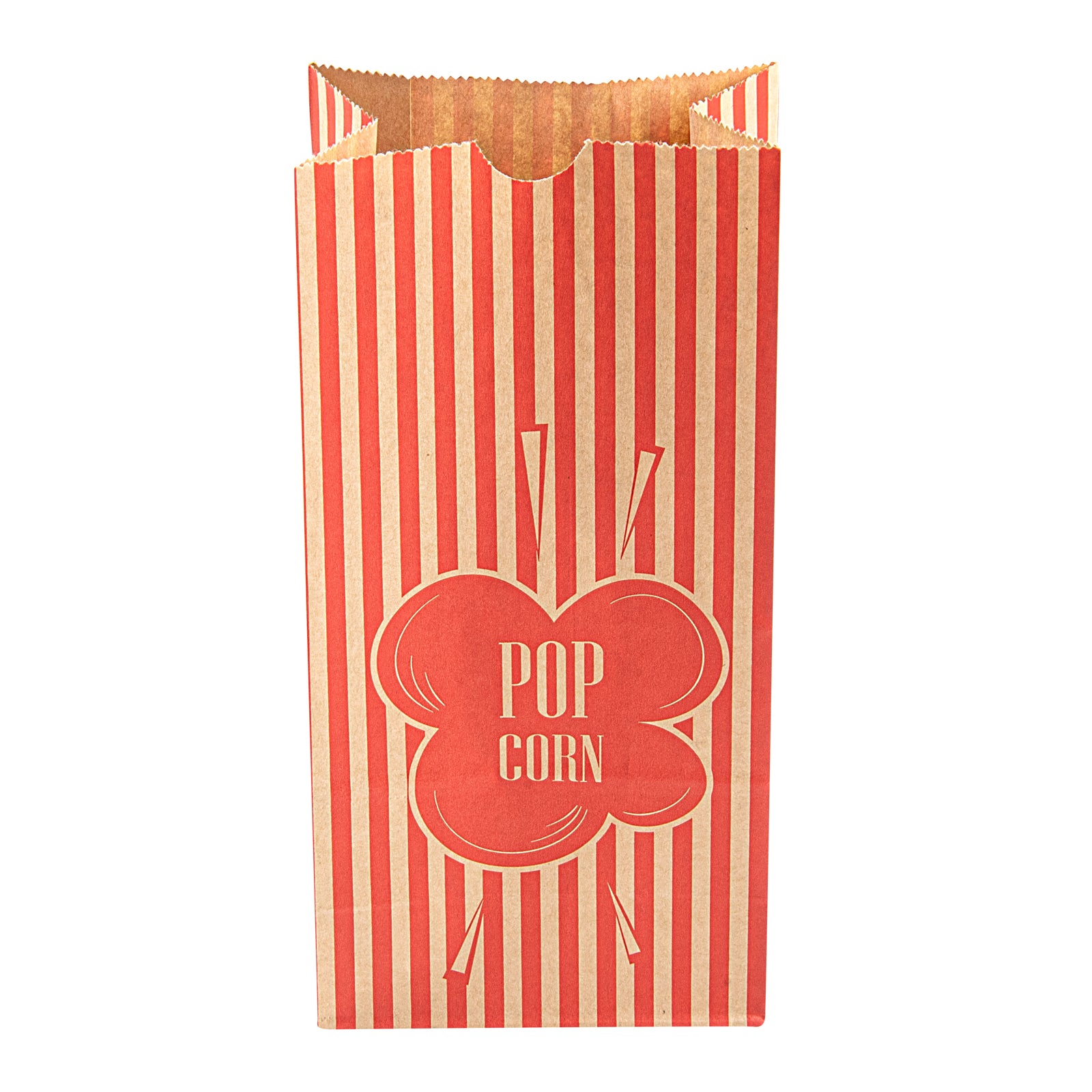 Bag Tek 1 oz Red and Kraft Paper Popcorn Bag - 4 1/4" x 2 1/4" x 9 1/2" - 100 count box