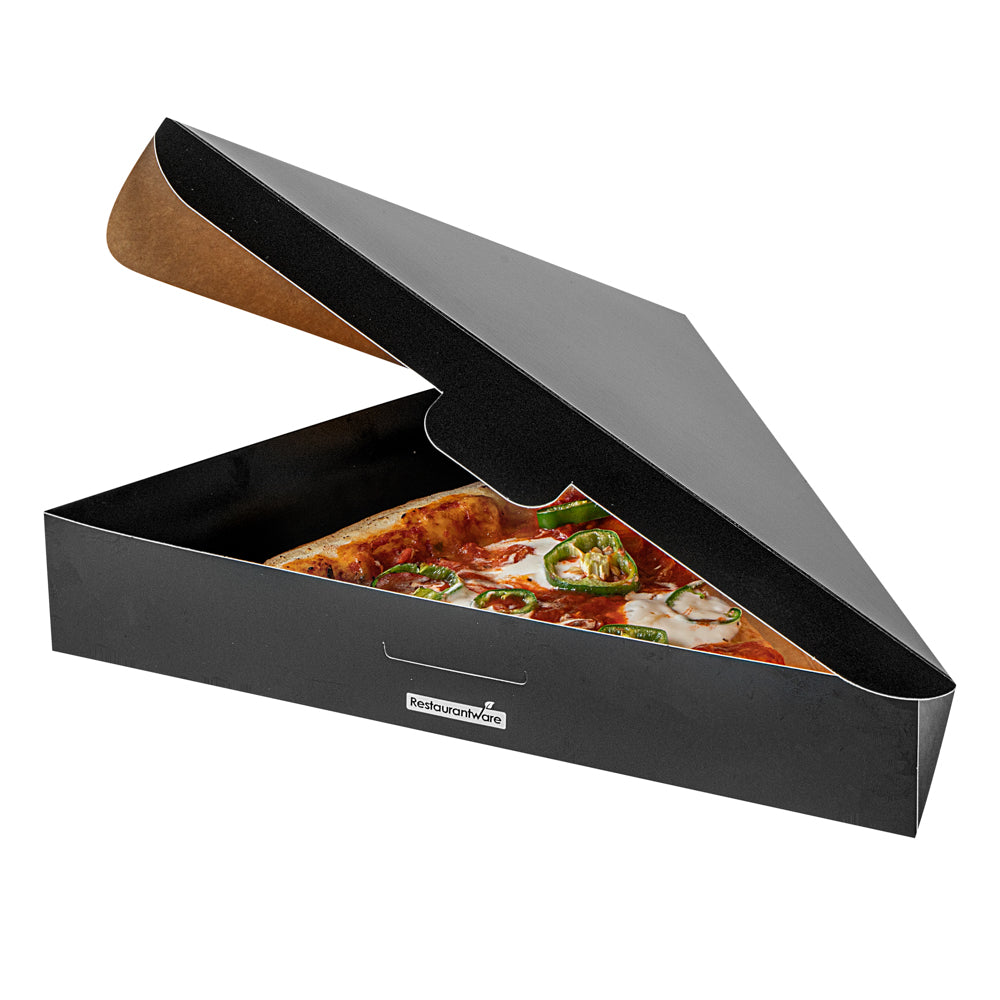 Eco Pie Black Paper Pizza Slice Box - Clamshell - 9 1/4" x 10 1/4" x 1 3/4" - 100 count box