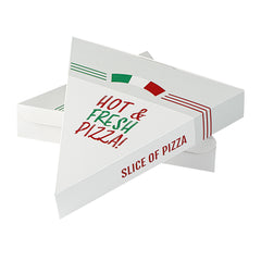 Eco Pie White Paper Pizza Slice Box - Hot & Fresh, Clamshell - 9 1/4