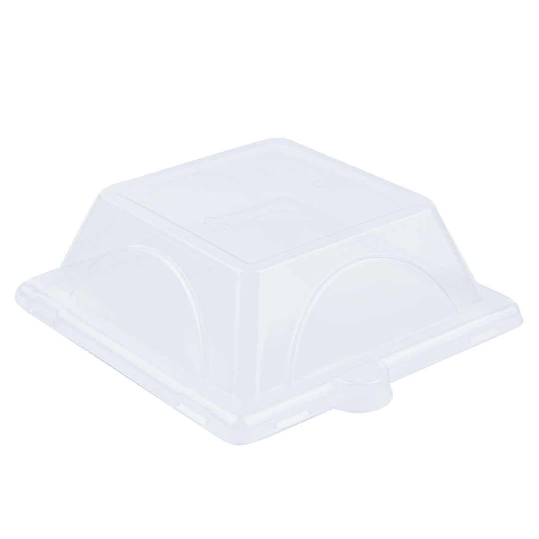 Pulp Tek Square Clear Plastic Dome Lid - Fits Sugarcane / Bagasse Small Plate - 100 count box