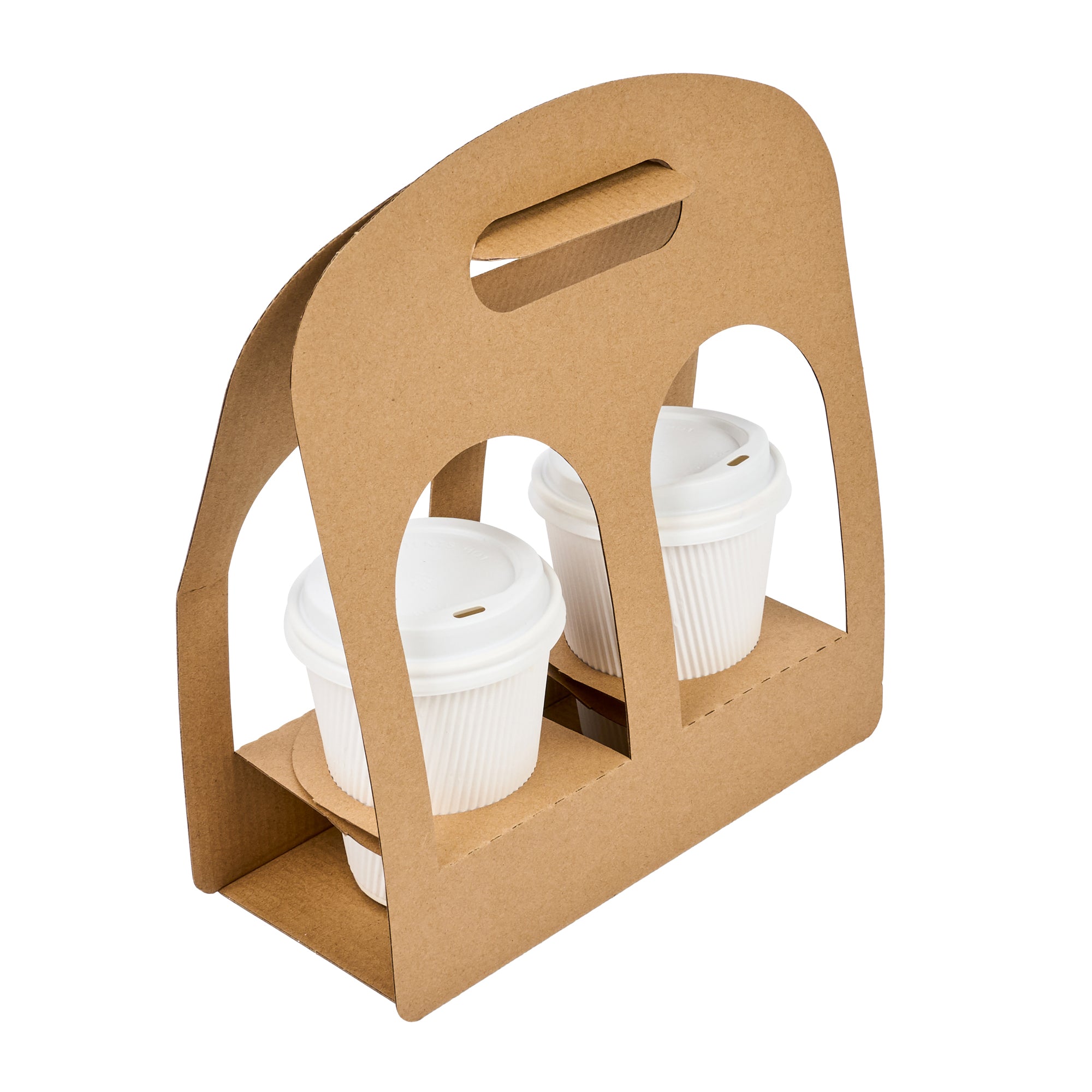 Bio Tek Kraft Paper Sunrise Drink Carrier - Fits 2 Cups - 9 3/4" x 4" x 10 3/4" - 100 count box