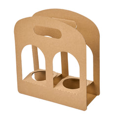 Bio Tek Kraft Paper Sunrise Drink Carrier - Fits 2 Cups - 9 3/4