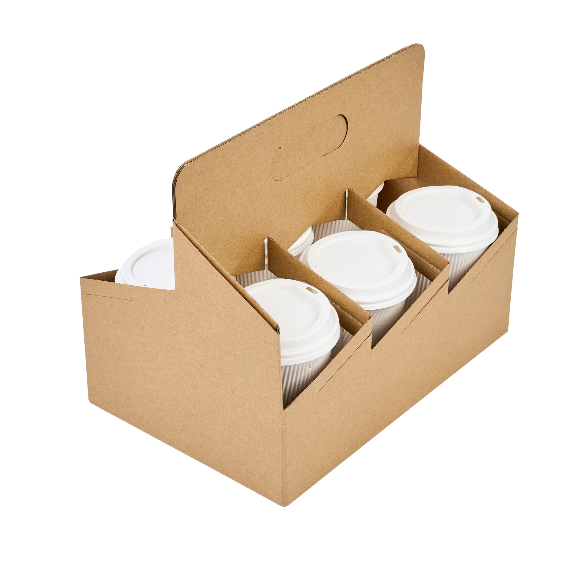 Kraft Paper Altalena Drink Carrier - Fits 6 Cups - 11 3/4" x 7 3/4" x 9 1/2" - 100 count box