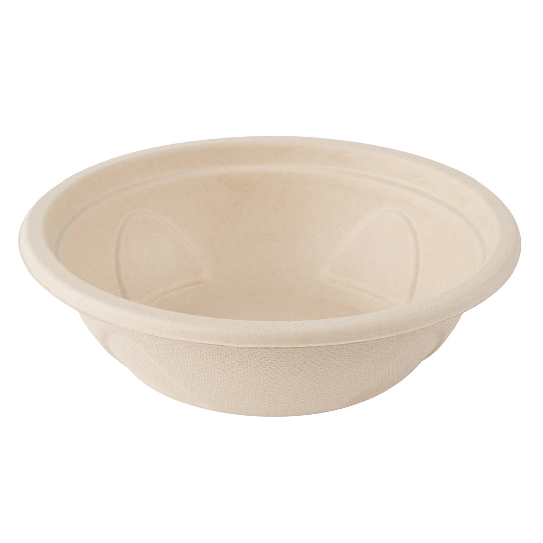 Pulp Tek 25 oz Round Natural Sugarcane / Bagasse Deco Bowl - 7" x 7" x 2" - 100 count box