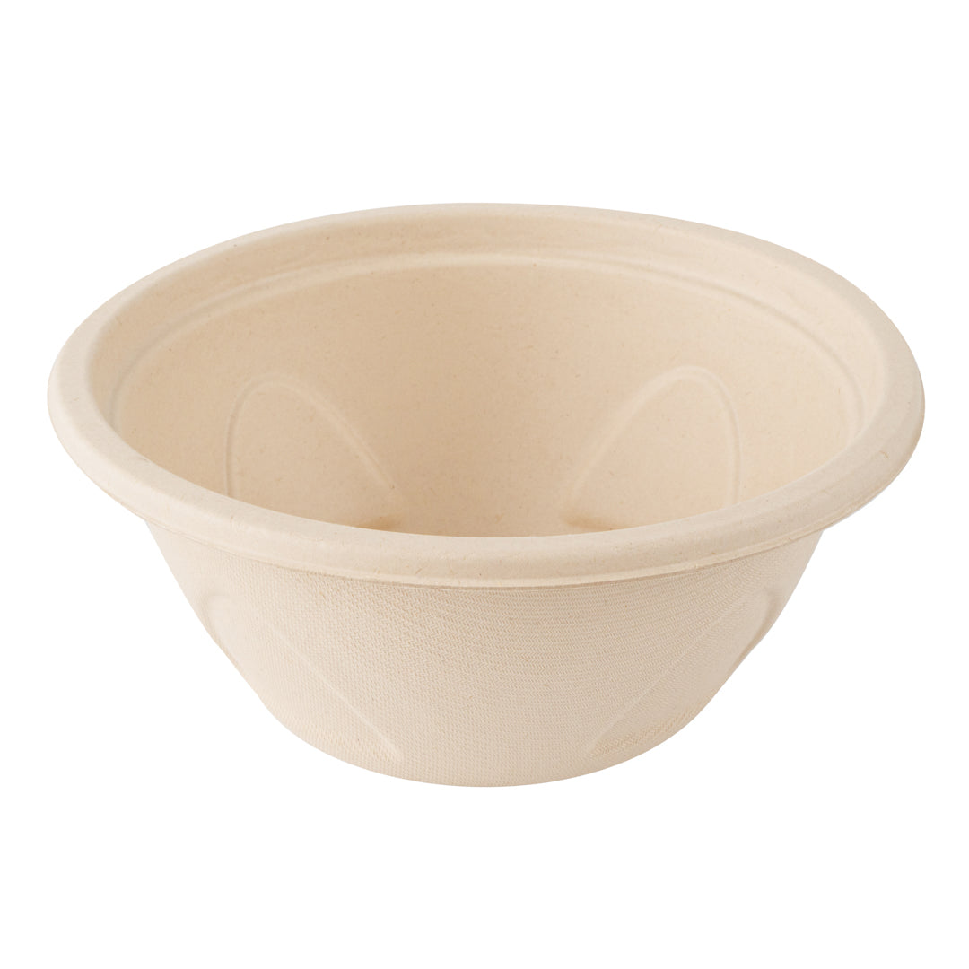 Pulp Tek 36 oz Round Natural Sugarcane / Bagasse Deco Bowl - 7" x 7" x 3 1/4" - 100 count box