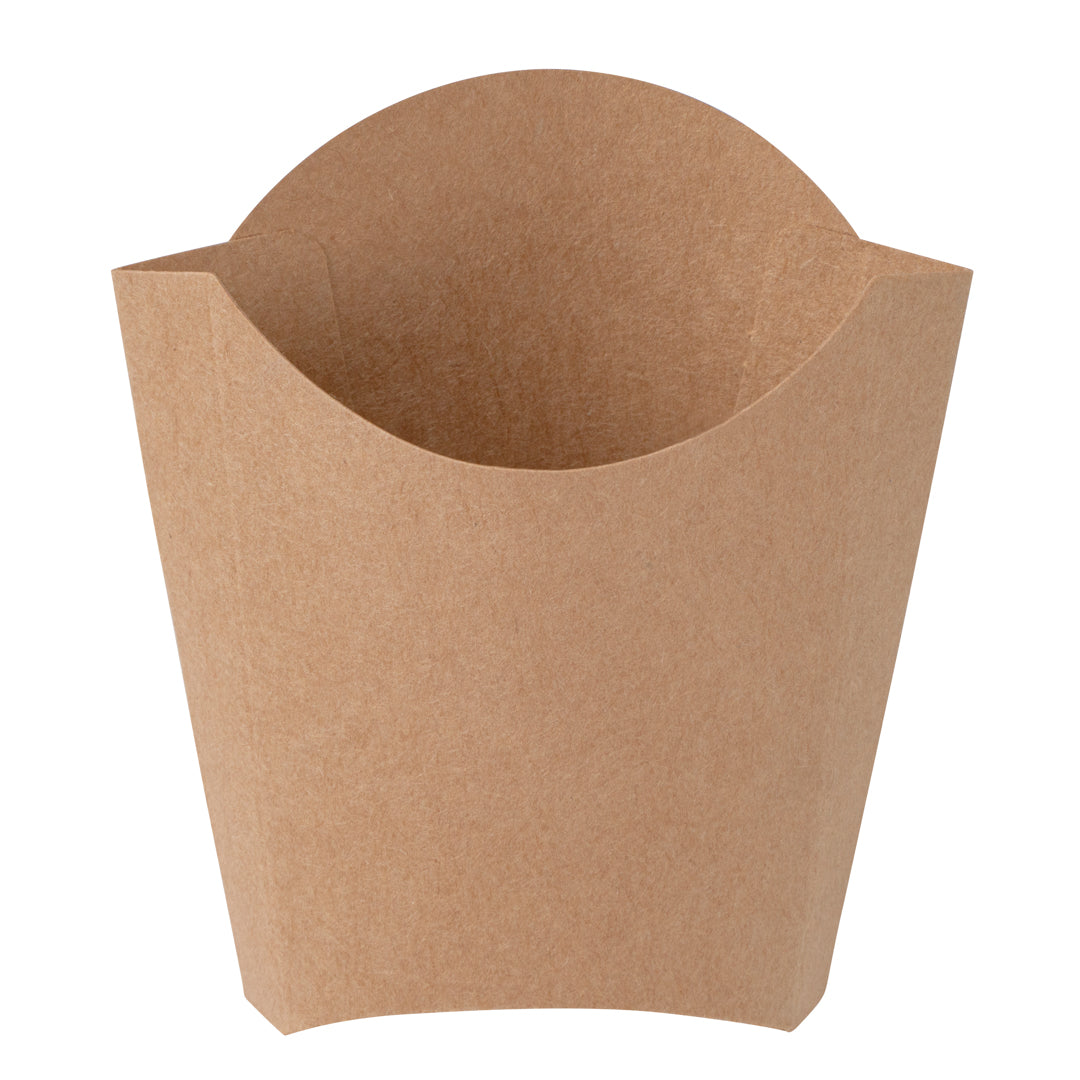 Bio Tek 2 oz Kraft Paper Fry Cup / Snack Container - 4" x 2 3/4" x 3 1/2" - 100 count box