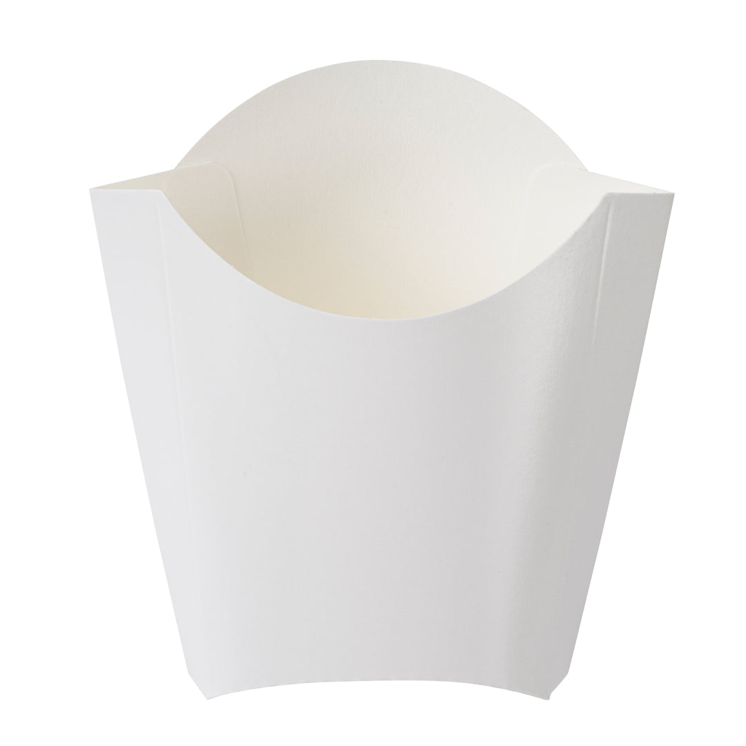 Bio Tek 2 oz White Paper Fry Cup / Snack Container - 4" x 2 3/4" x 3 1/2" - 100 count box