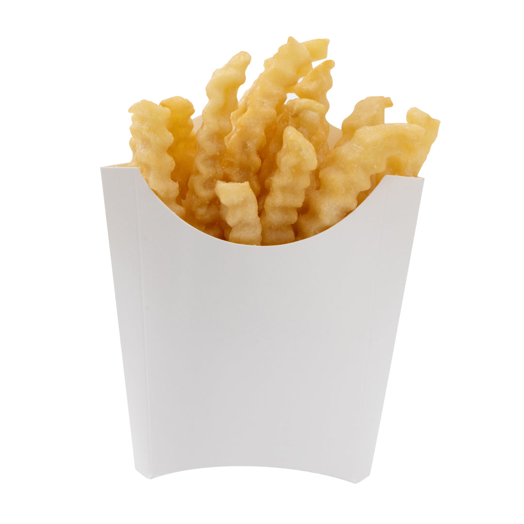 Bio Tek 2 oz White Paper Fry Cup / Snack Container - 4" x 2 3/4" x 3 1/2" - 100 count box