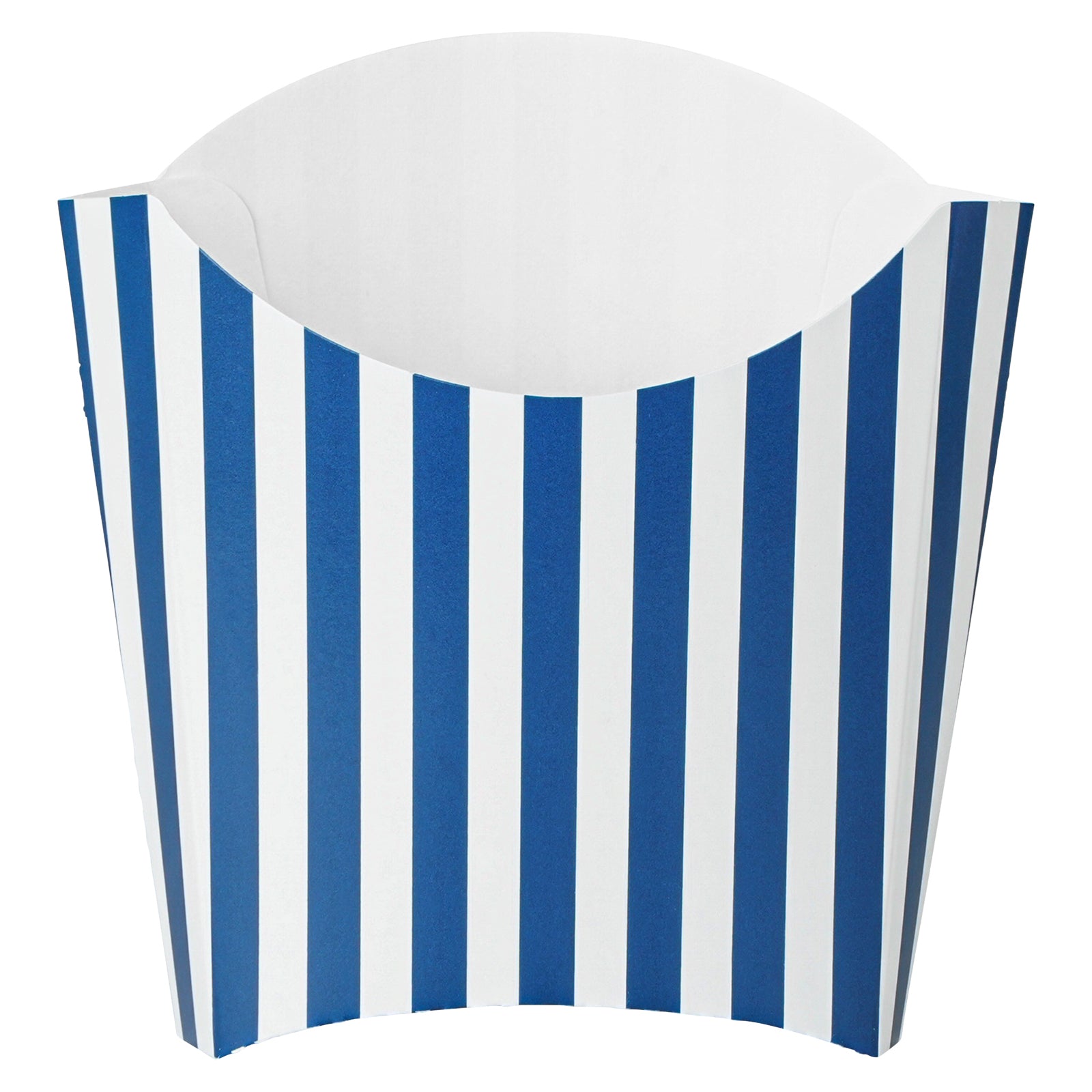 Bio Tek 3 oz Blue and White Stripe Paper Fry Cup / Snack Container - 4 1/2" x 3 1/4" x 3 3/4" - 100 count box