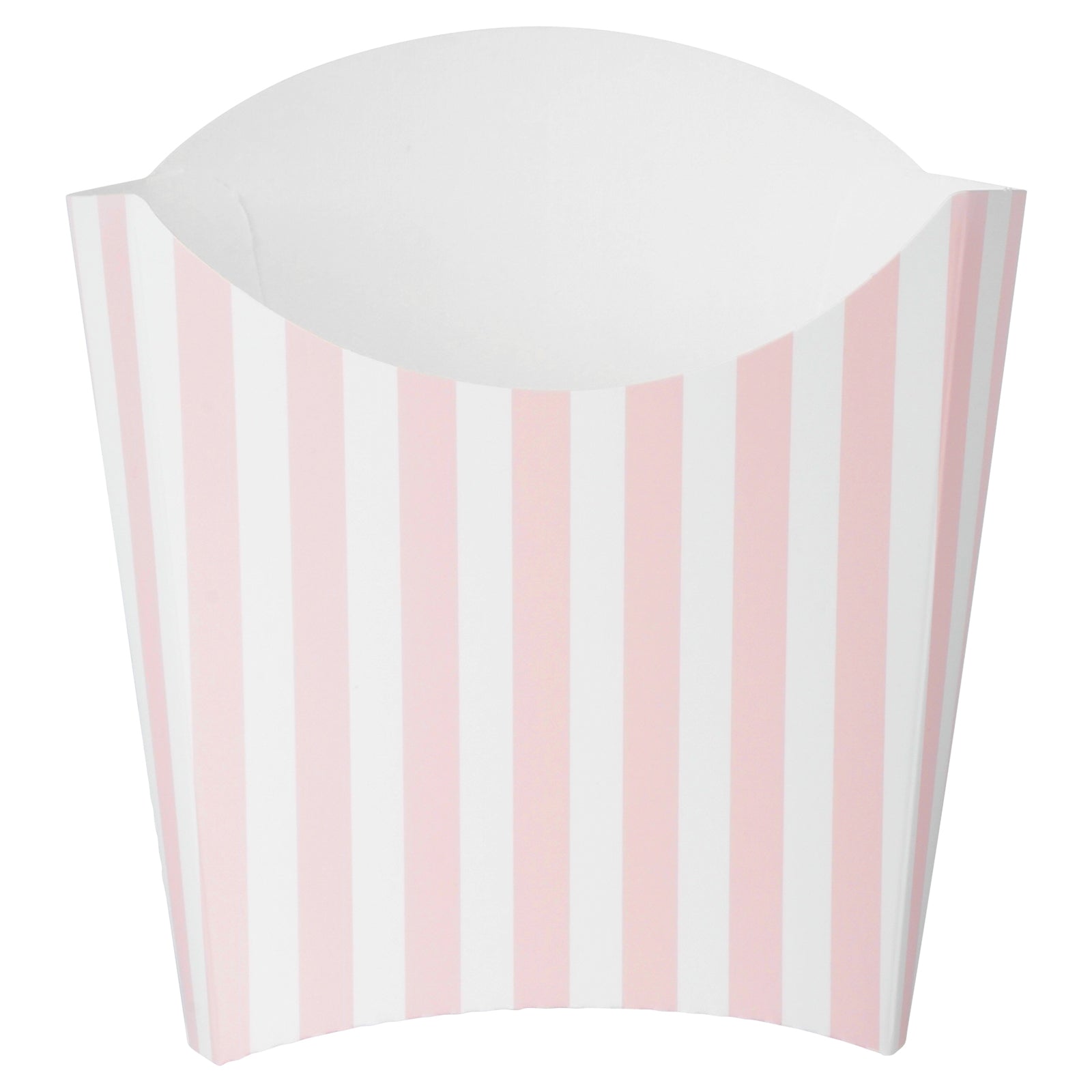 Bio Tek 3 oz Pink and White Stripe Paper Fry Cup / Snack Container - 4 1/2" x 3 1/4" x 3 3/4" - 100 count box