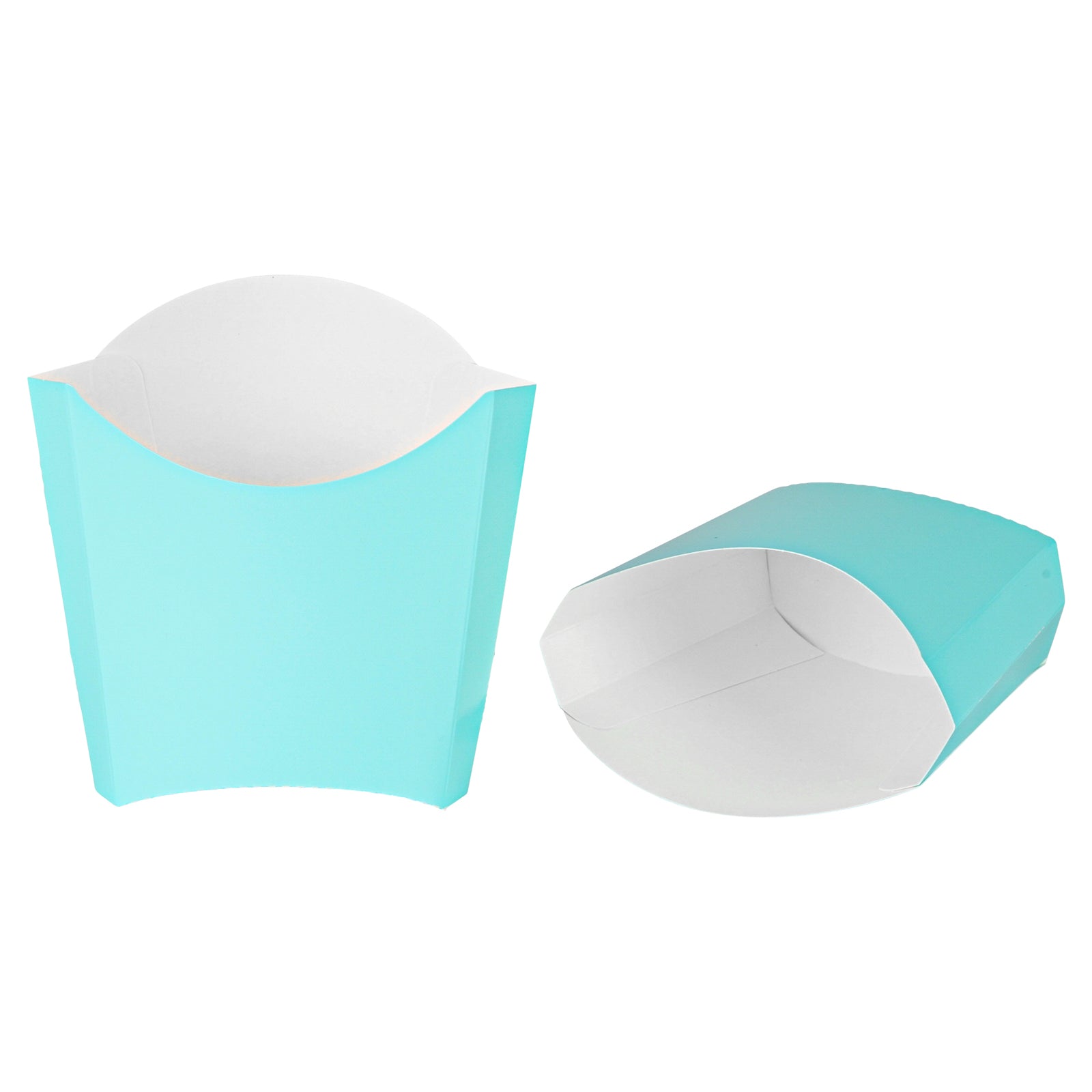 Bio Tek 3 oz Turquoise Paper Fry Cup / Snack Container - 4 1/2" x 3 1/4" x 3 3/4" - 100 count box