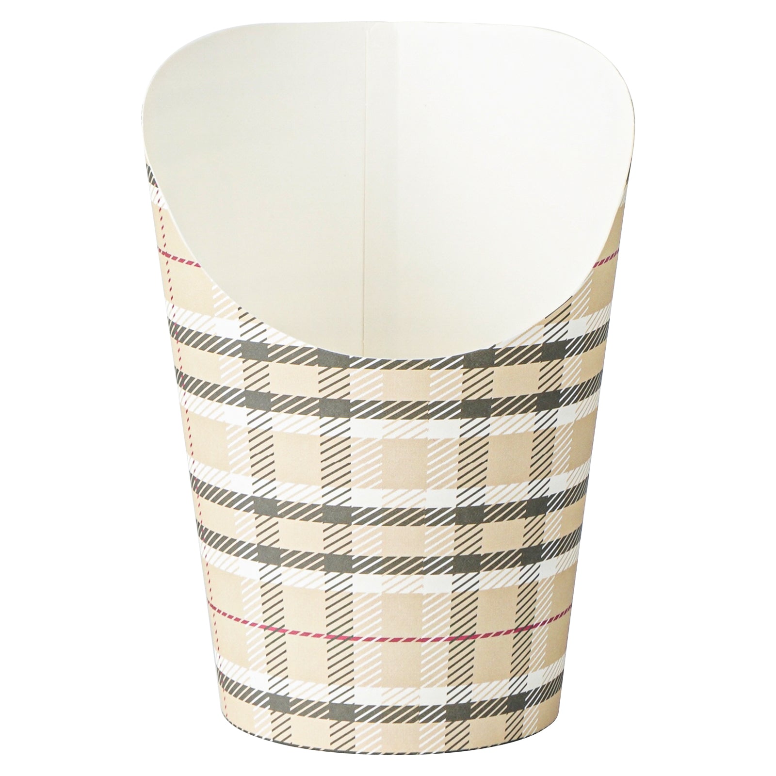 Bio Tek 12 oz Round Plaid Paper Incline Cup - 3 1/2" x 3 1/2" x 4 3/4" - 100 count box