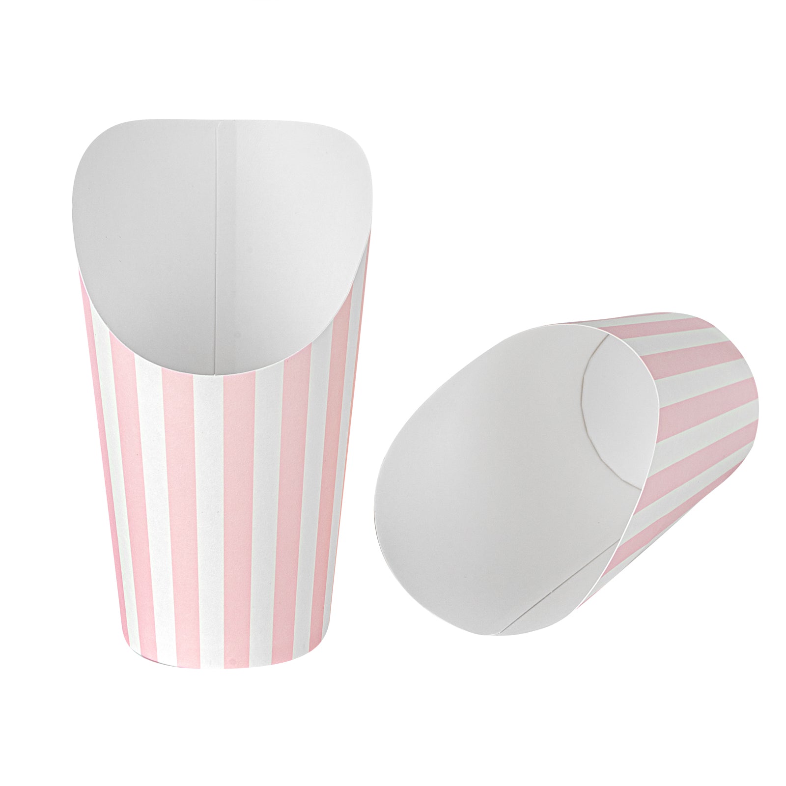 Bio Tek 16 oz Round Pink and White Stripe Paper Incline Cup - 3 1/2" x 3 1/2" x 5 3/4" - 100 count box