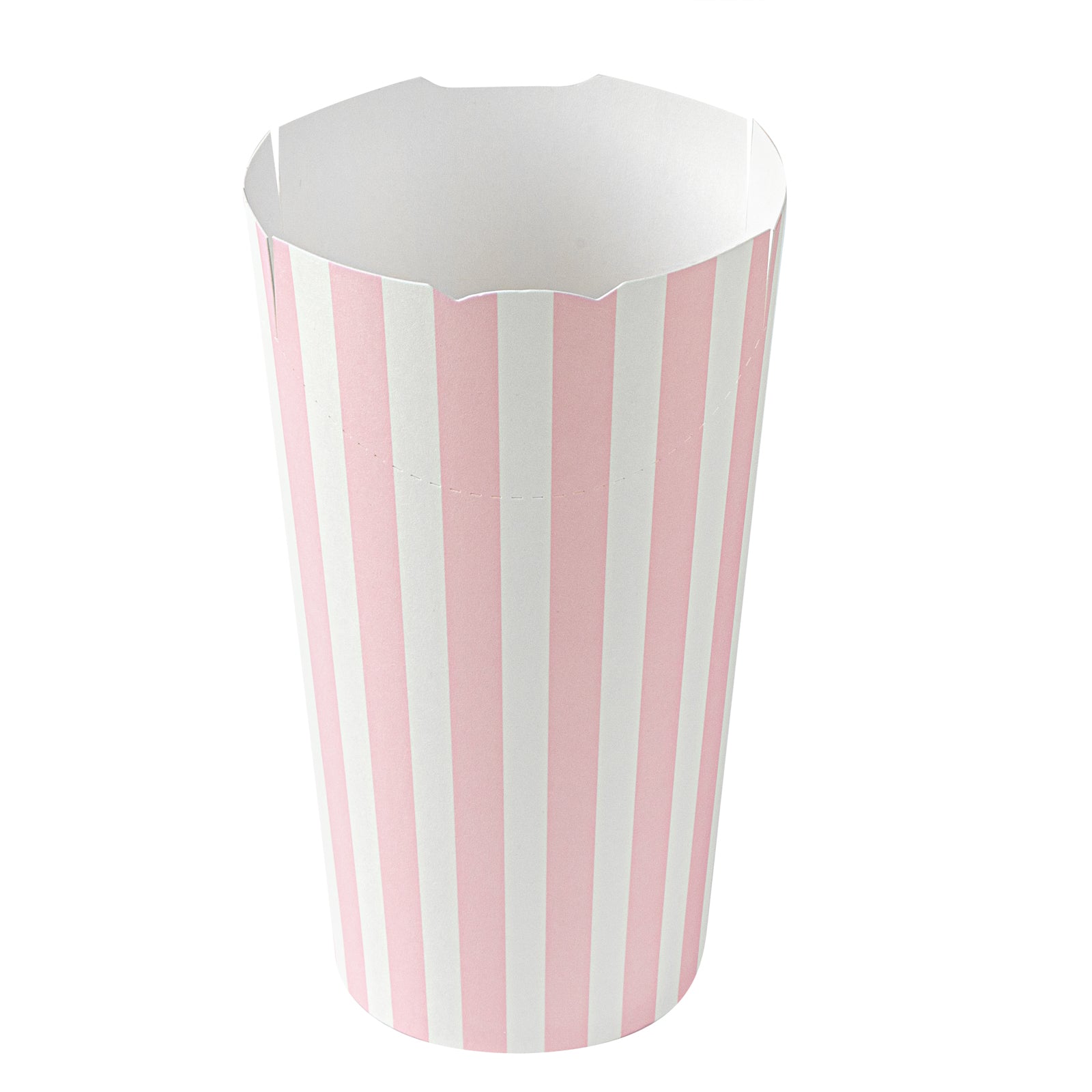 Bio Tek 20 oz Round Pink and White Stripe Paper To Go Fry Cup - 3 1/4" x 3 1/4" x 5" - 100 count box