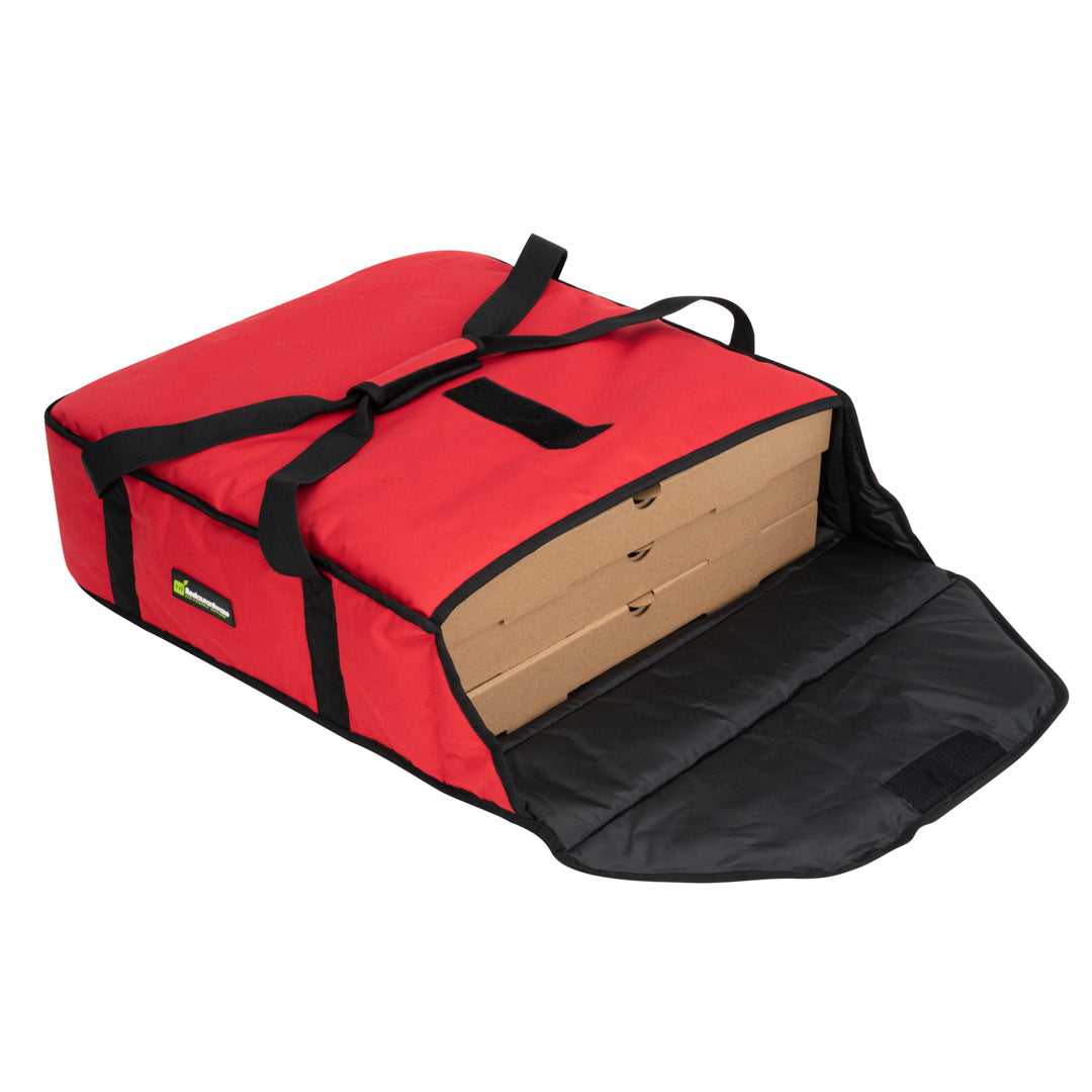 Delivery Tek Red Pizza Bag - Holds 2-20" or 3-18", Insulated - 20 3/4" x 21 3/4" x 6 1/2" - 1 count box