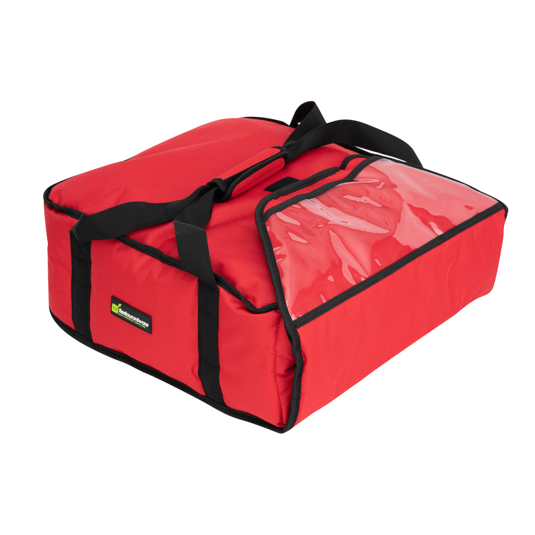 Delivery Tek Red Pizza Bag - Holds 3-18" or 4-16", Insulated - 17 1/2" x 20" x 7 1/2" - 1 count box