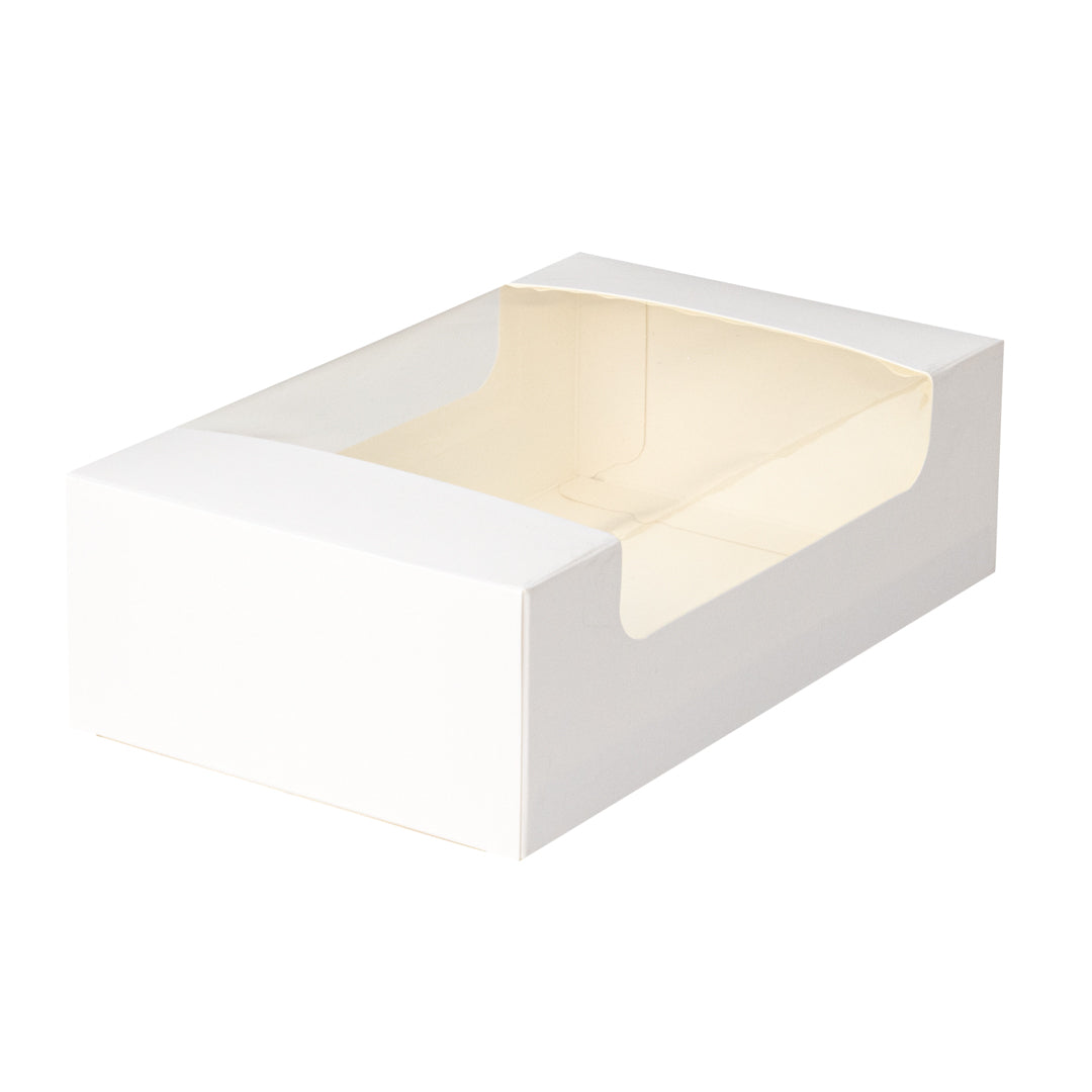 Pastry Tek White Paper Pastry / Cake Box - with Window - 7 3/4" x 4 3/4" x 2 1/4" - 100 count box