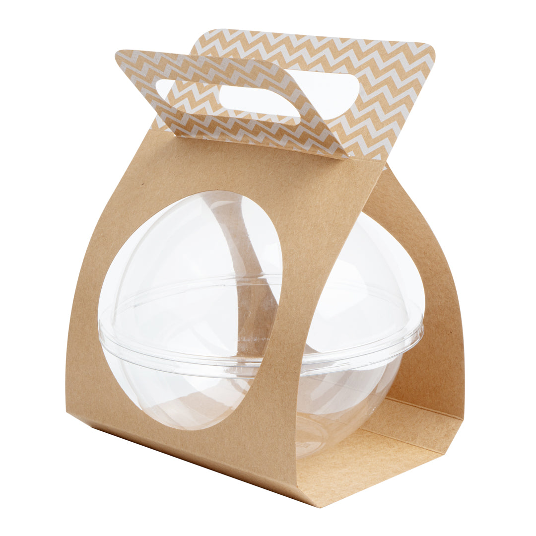 Thermo Tek Kraft Paper Sphere Salad Container Carrier - Fits 28 oz - 50 count box