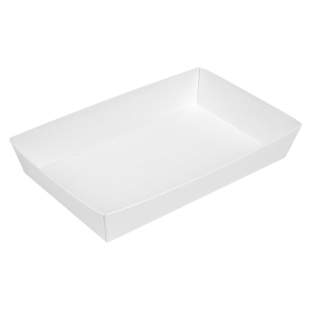 Matsuri Vision Rectangle White Paper Medium Sushi Tray - 8" x 5" x 1 1/2" - 100 count box