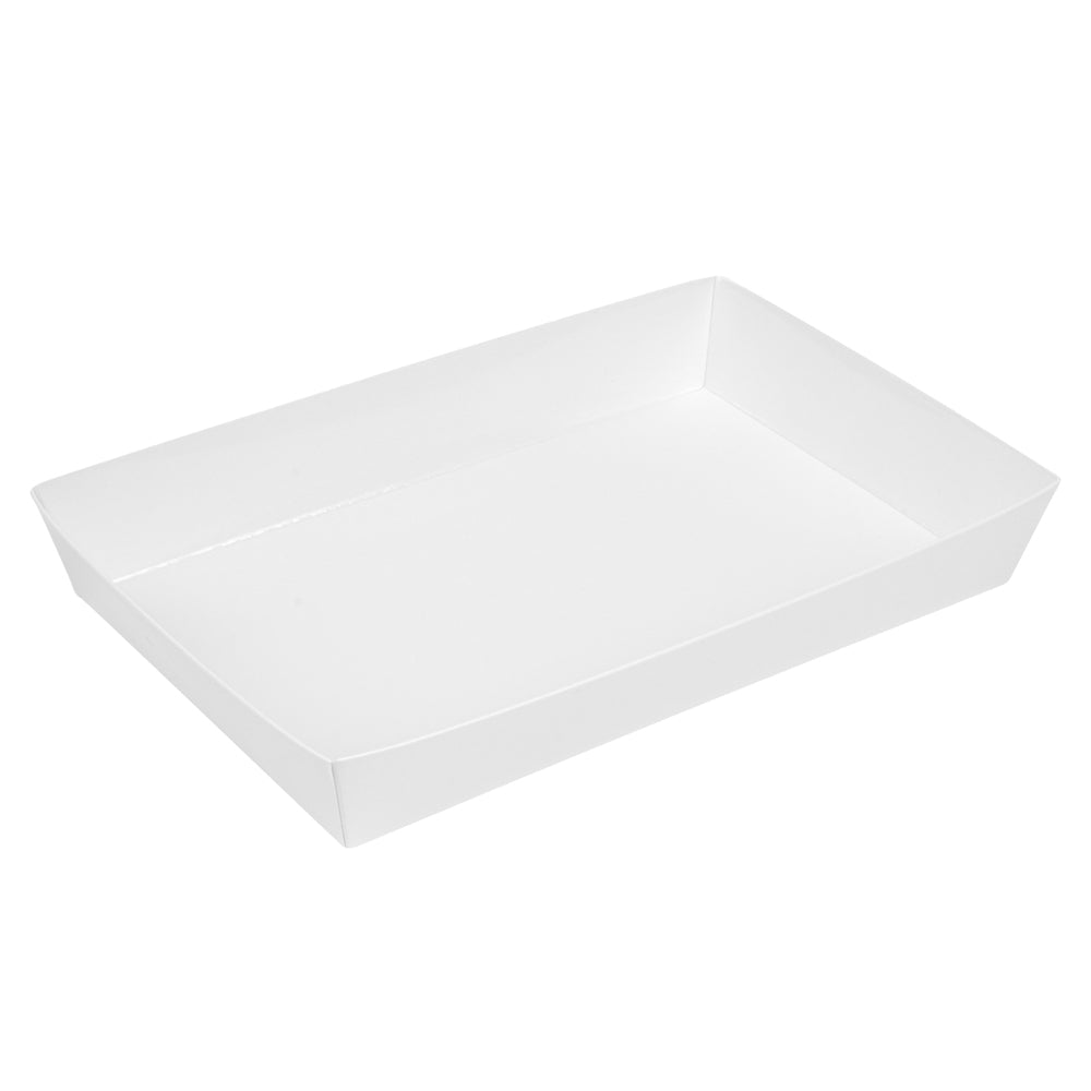 Matsuri Vision Rectangle White Paper Large Sushi Tray - 9" x 6" x 1 1/2" - 100 count box