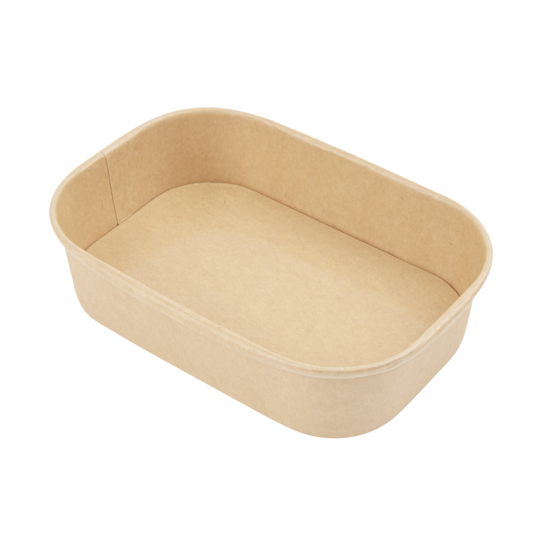 Bio Tek 17 oz Oval Kraft Paper Serving Container - 6 3/4" x 4 1/2" x 1 1/2" - 100 count box