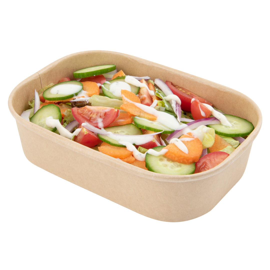 Bio Tek 17 oz Oval Kraft Paper Serving Container - 6 3/4" x 4 1/2" x 1 1/2" - 100 count box