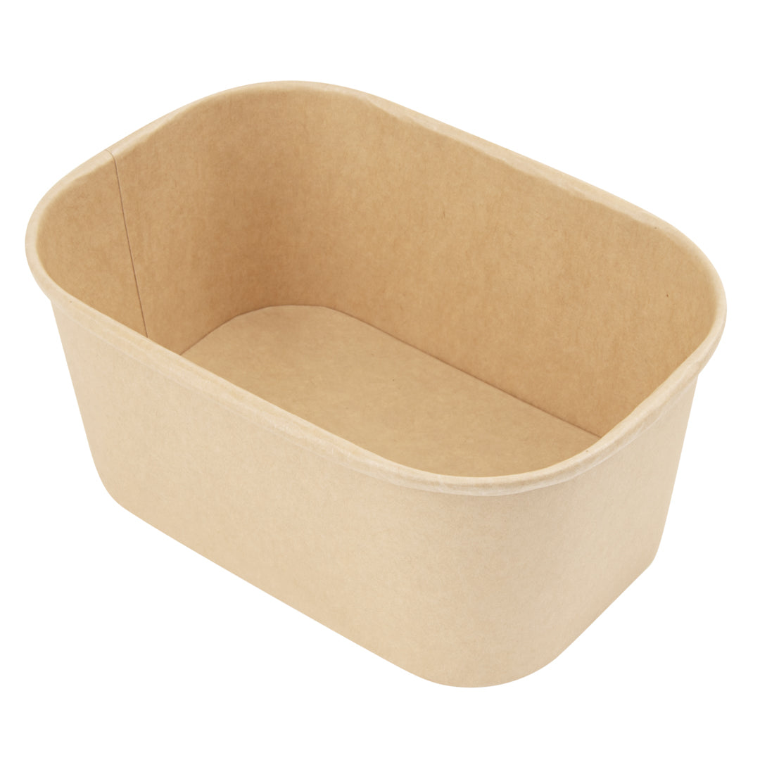 Bio Tek 34 oz Oval Kraft Paper Serving Container - 6 3/4" x 4 1/2" x 3" - 100 count box