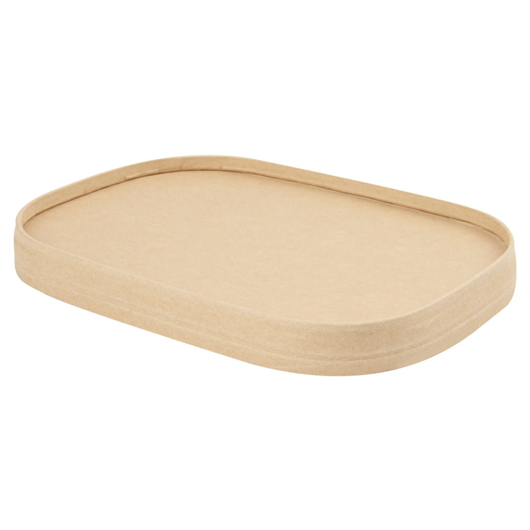 Bio Tek Oval Kraft Paper Lid - Fits Serving Container - 100 count box