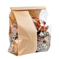 Bag Tek Kraft Paper Bakery Tin Tie Bag - with Window - 8 1/4