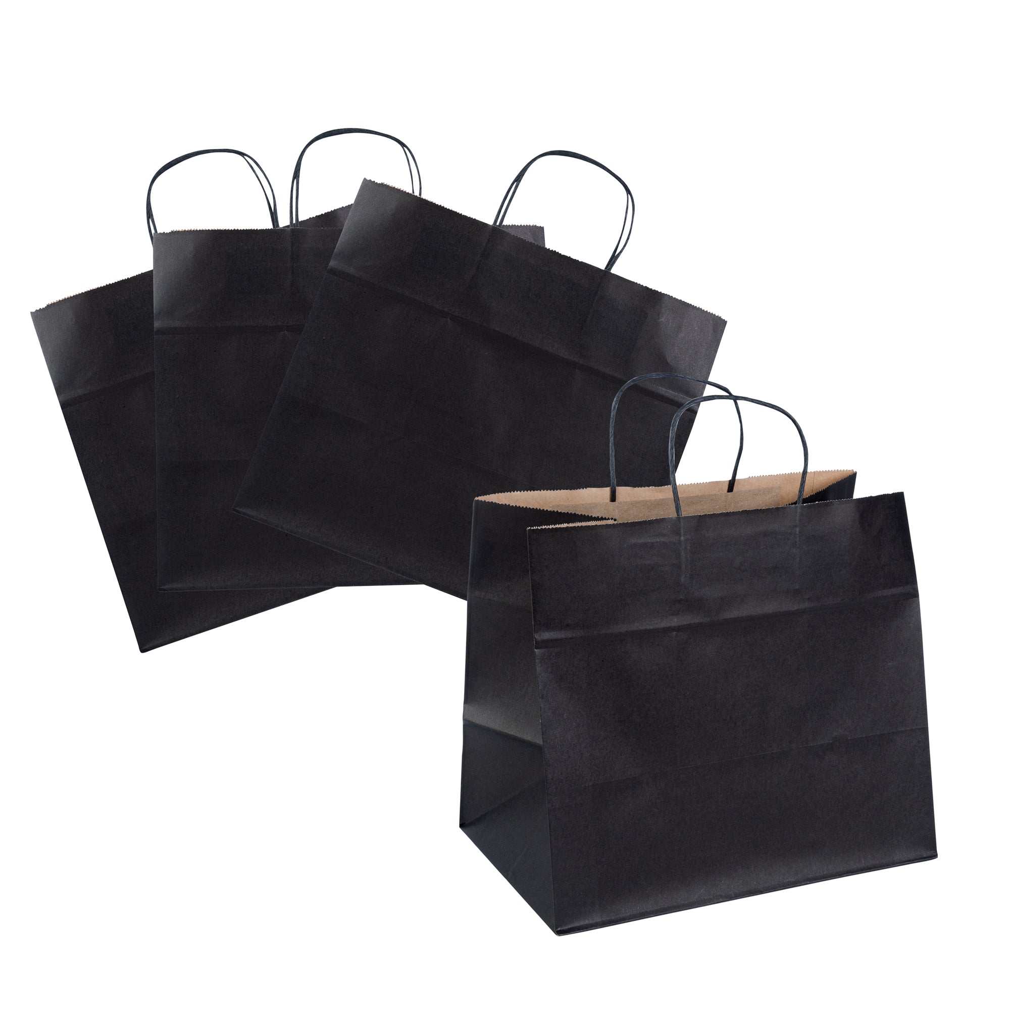 Saving Nature Black Paper Retail Bag - with Handles - 12 1/2" x 8 1/4" x 11 1/4" - 100 count box