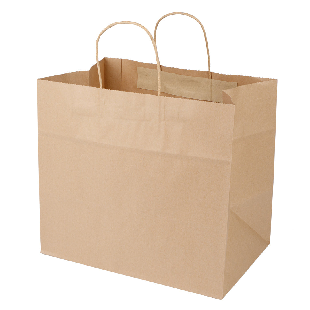 Saving Nature Kraft Paper Retail Bag - with Handles - 12 1/2" x 8 1/4" x 11 1/4" - 100 count box