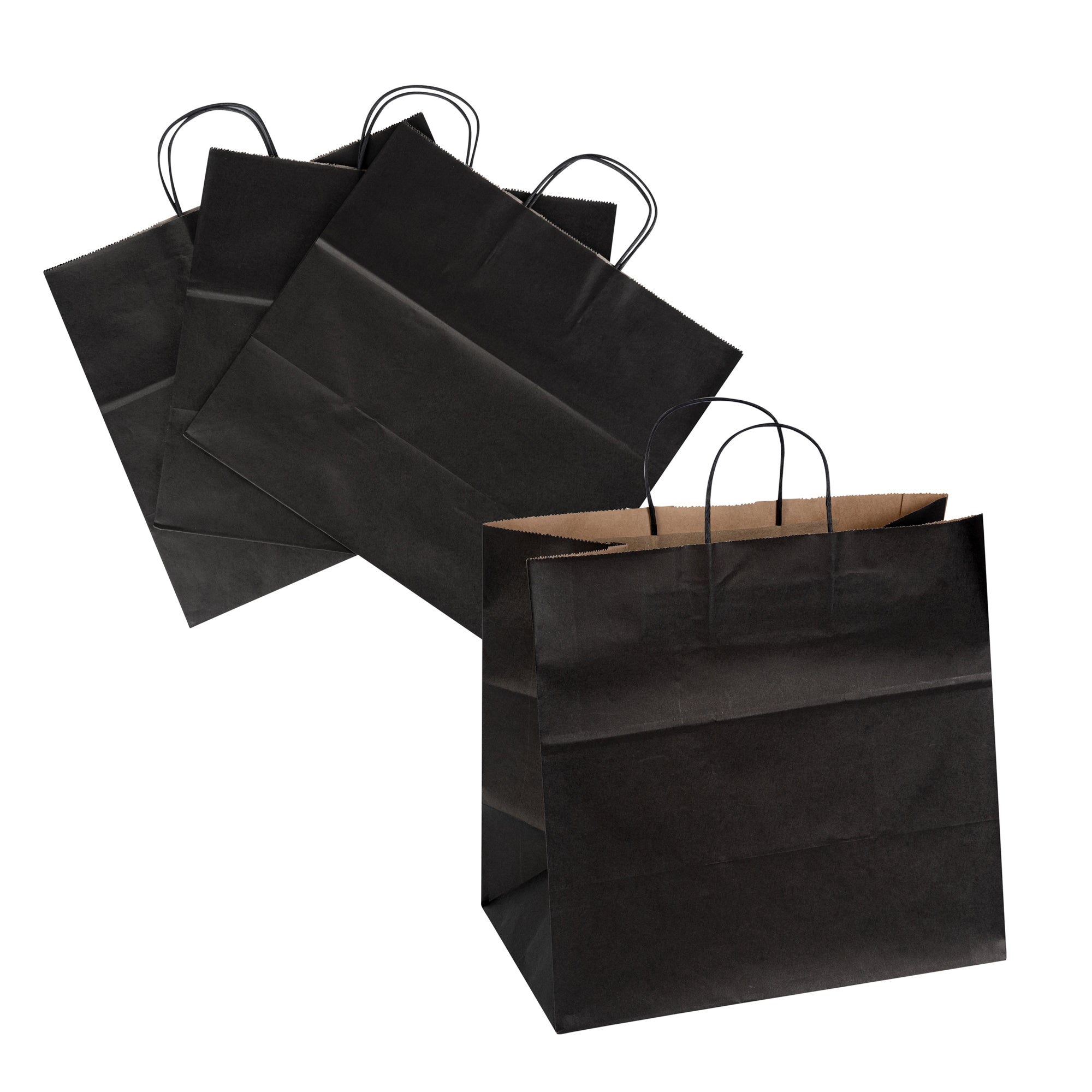 Saving Nature Black Paper Retail Bag - with Handles - 14 1/4" x 8 1/4" x 13 1/4" - 100 count box